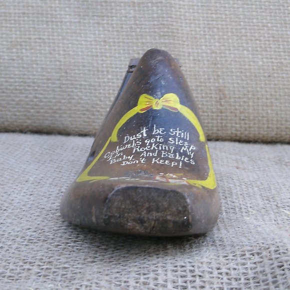 Antique Wood Shoe Form Hand Painted Design - Picture 6 of 16
